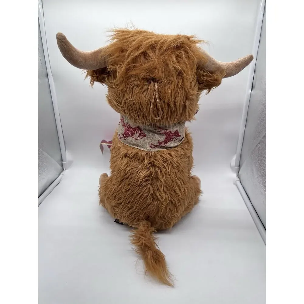 Multipet Highland Cow Plush Stuffed Dog Toy Squeaky Soft Plush 15”